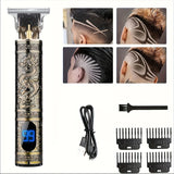 Electric Hair Clipper With LCD Display Oil Head Hair Cutting Machine Hair Beard Trimmer Rechargeable USB Shaver For Men Father