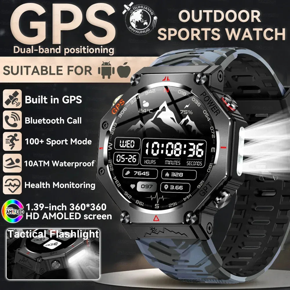 Military Smart Watch T-Rex 3 Bulit-in GPS Compass Altimeter Barometric 10ATM IP69K Waterproof AMOLED Bluetooth Call Smart watch - Wear444