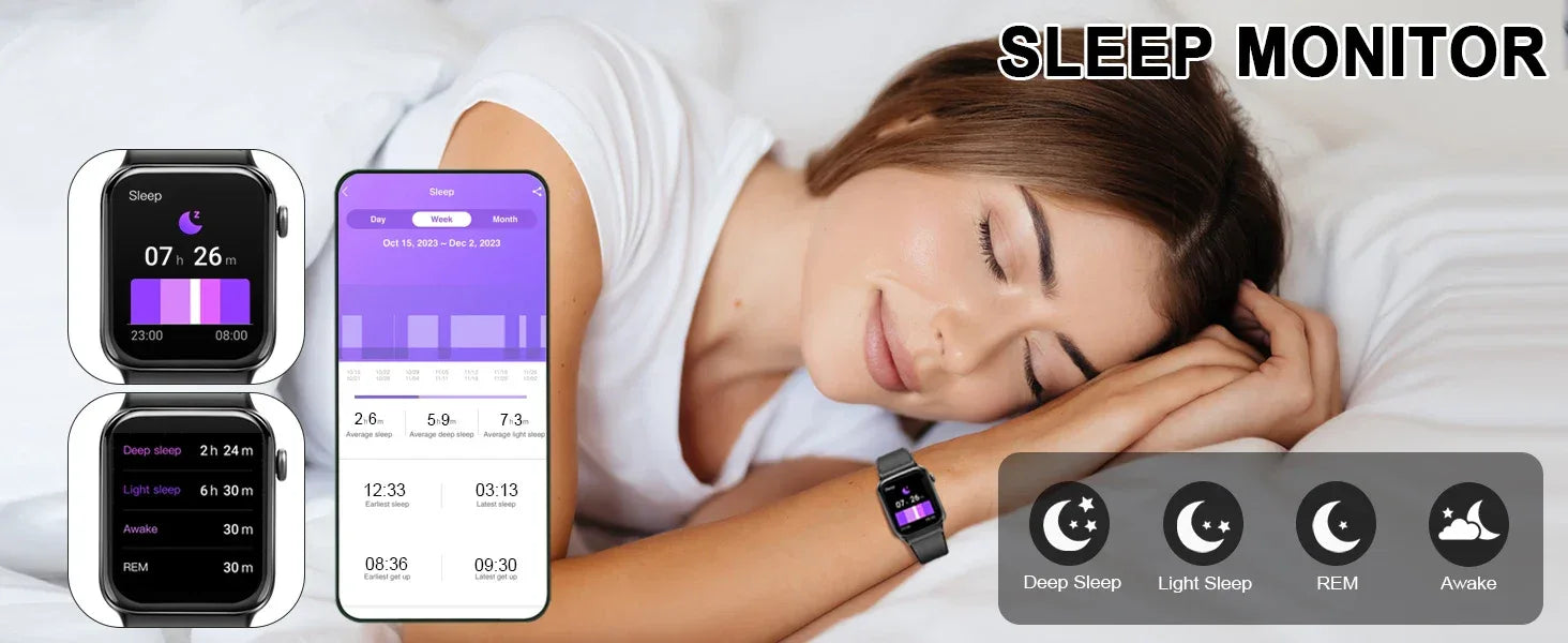 Smart Watch, 1.85" Smartwatch (Answer/Make Call), IP68 Waterproof Fitness Tracker, 100+ Sport Modes, Heart Rate and Sleep Monito - Wear444