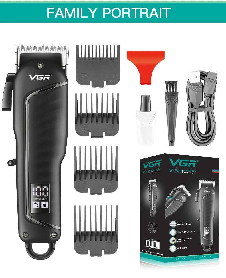 V-683 Hair Clipper Professional Electric Hair Trimmer Rechargeable Clipper Haircut Machine Men's Barber Hair Cutting Machine