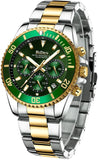 BIDEN Mens Chronograph Stainless Steel Strap Waterproof Date Quartz Watch, Business Casual Wrist Watches