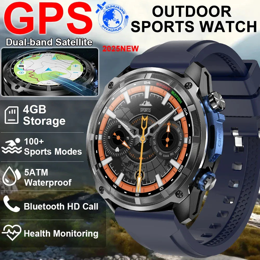 2025 New T-Rex Tactical Smartwatch Built-in GPS Offline Map 4GB Memory 5ATM IP69K Swimming Waterproof Men Militray Smart Bracele - Wear444
