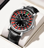 LIGE Quartz Man Watch Fashion Luxury Creative Roulette Game Dial Design Leather Casual Life Waterproof Watches for Men Gifts+Box