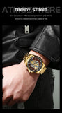 LIGE Fashion Quartz Watches For Men Gold Skeleton Retro Men Watch Top Brand Luxury Sport Waterproof Watch Men Relogios Masculino