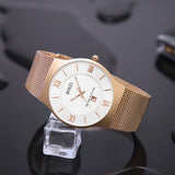 Top Brand Luxury Quartz Watch for Men Fashion Mens Watches Erkek Kol Saati Casual Slim Mesh Steel Waterproof Sports Watch