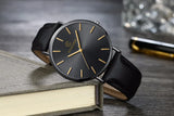 Top Brand Mens Watches Fashion Ultra Thin Analog Quartz Watches Leather Belt Simple Temperament Men's Clock relogios masculino