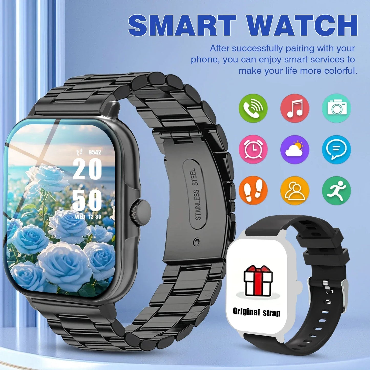 Outdoor sports smartwatch, wireless calling, information reminder, men's and women's multifunctional sports watch - Wear444