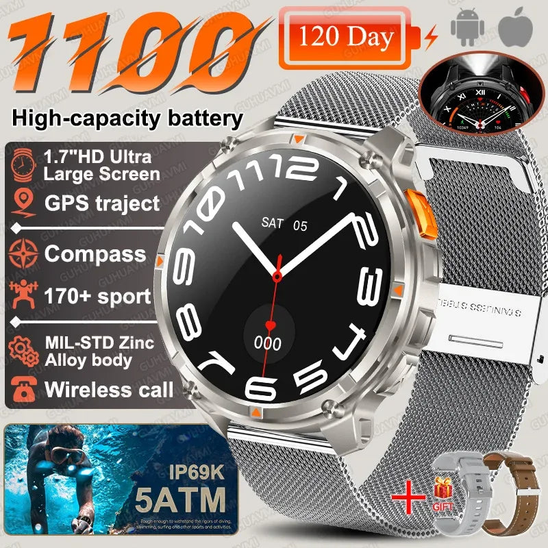 2026 New T-Rex3 Ultra 1100mAh Battery Smart Watch GPS Track Compass IP69K Waterproof Sports tracker Outdoors Military Smartwatch - Wear444