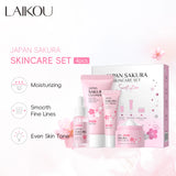 4pcs sakura skincare set mild non-irritating nourishing moisturizing cleanser serum eye cream face cream set