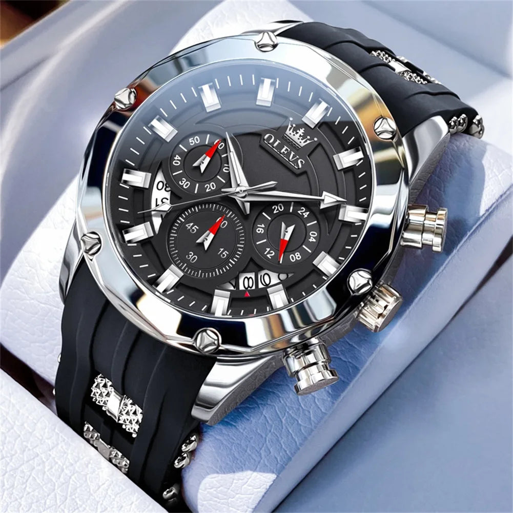 OLEVS Blue Sport Watch - Luminous Rubber Band Athletic