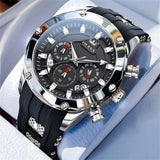Watches For Men OLEVS Fashion Mens Quartz Watches Luminous Hand Blue Rubber Band Sport WristWatch Relogio Masculino
