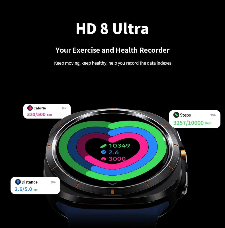 2025 New Watch8 Ultra Smart Watch Classic NFC Health Monitoring Bluetooth Call 3ATM Waterproof HD Smartwatch For IOS Android - Wear444