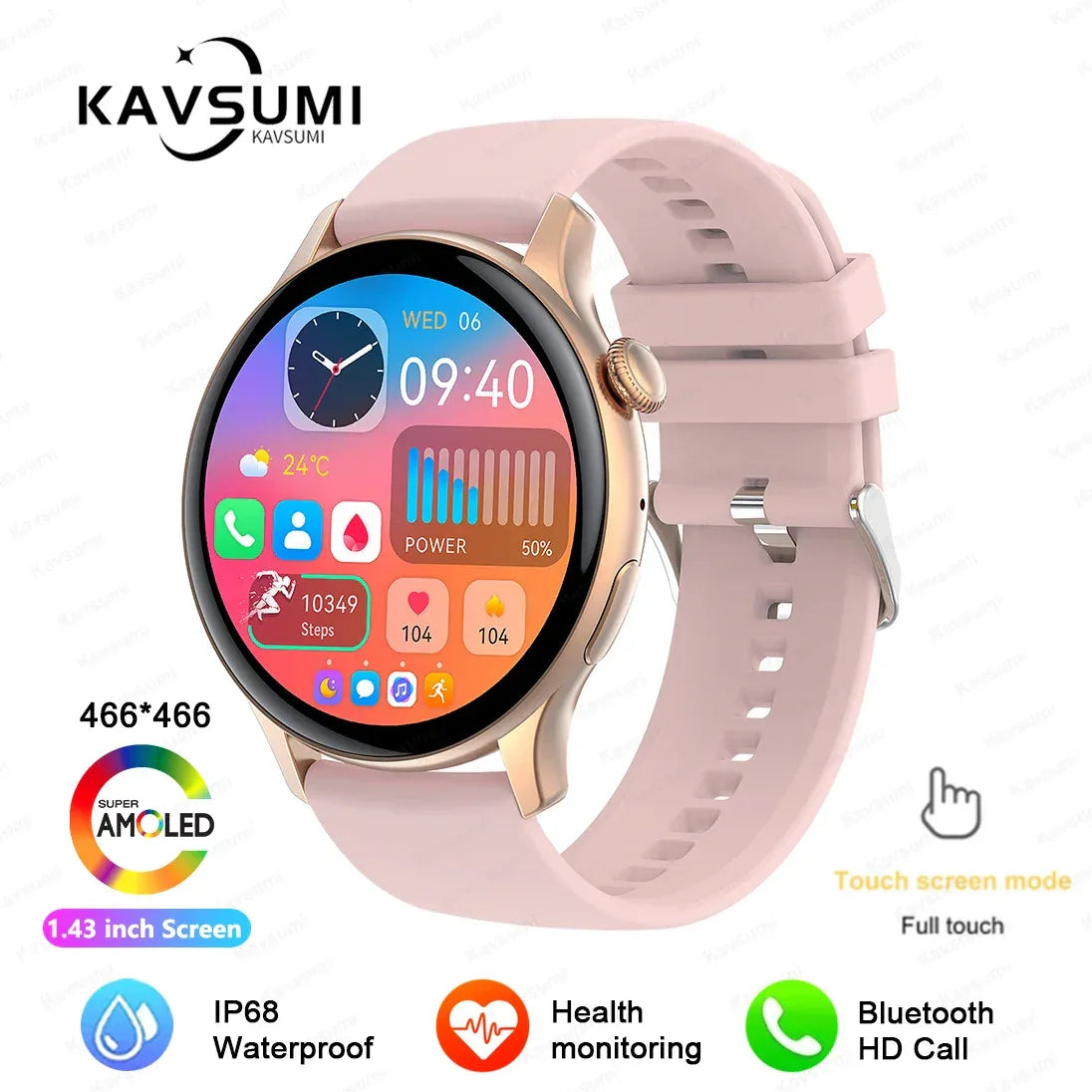 Smartwatch for Women AMOLED Screen Always Display Time NFC IP68 Waterproof Sports Call Women Smart Watch For Women Custom dial - Wear444