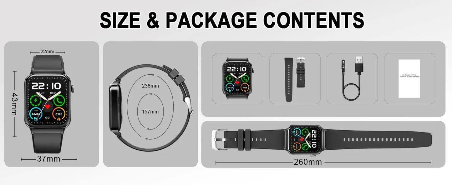 Smart Watch, 1.85" Smartwatch (Answer/Make Call), IP68 Waterproof Fitness Tracker, 100+ Sport Modes, Heart Rate and Sleep Monito - Wear444