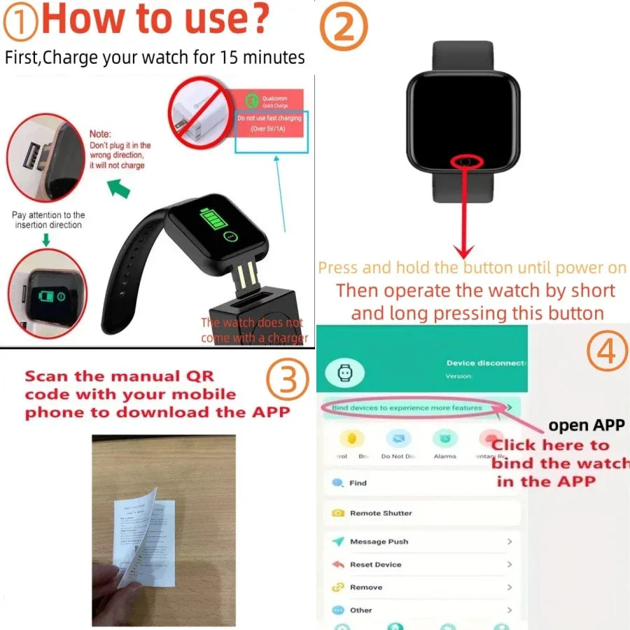 Multifunctional Smart Watch Men Women Bluetooth Connected Phone Music Player Fitness Sport Bracelet Sleep Monitor D13 Smartwatch - Wear444