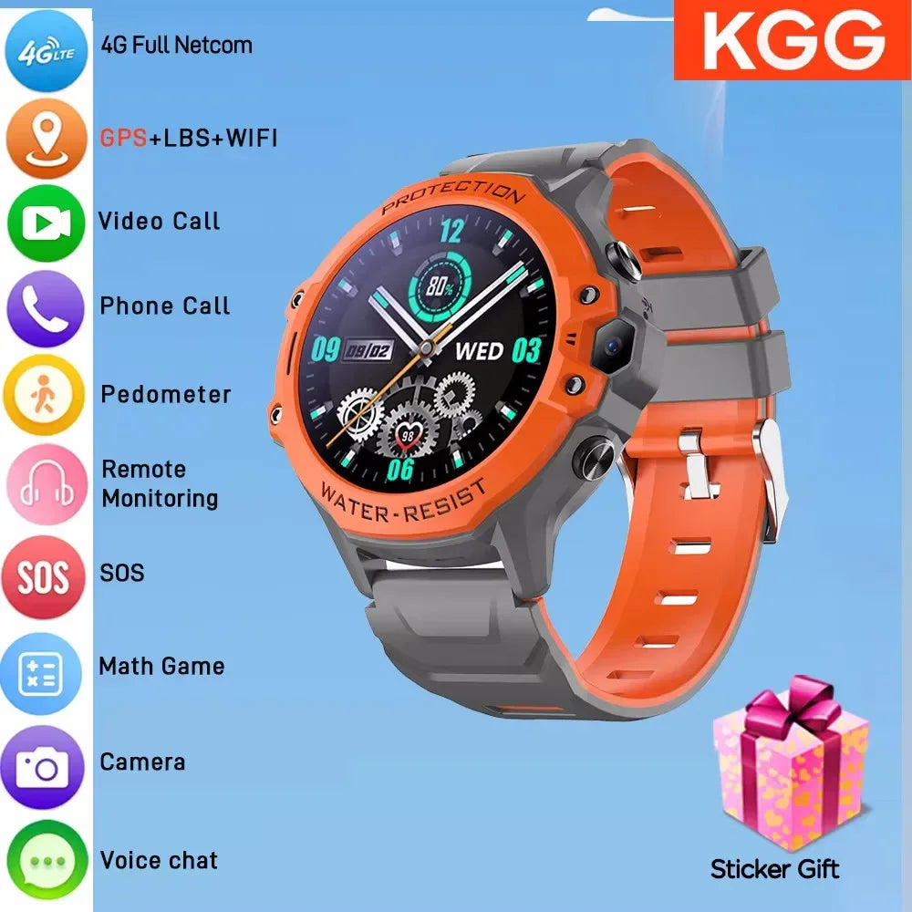 Kids 4G Smart Watch Student 1.28" Waterproof GPS WIFI LBS Location Video Call Chat Calculator Children Smartwatch 670Mah Battery - Wear444