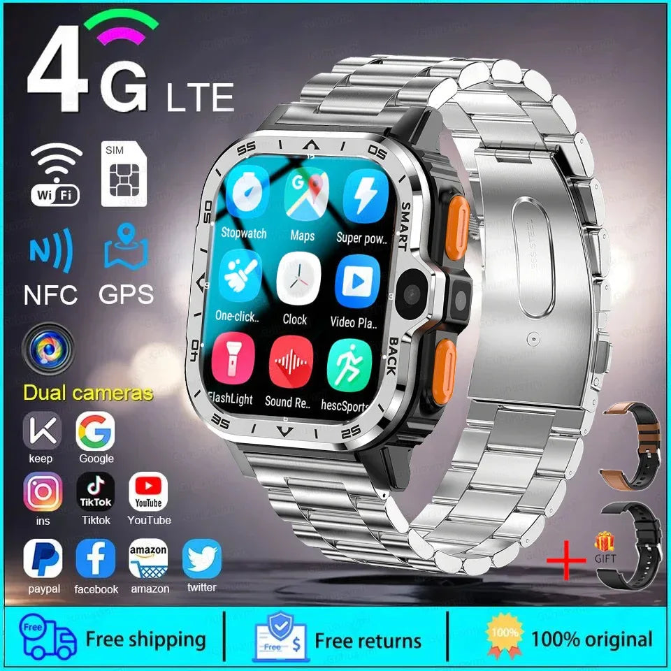 Android WhatsApp Smart 5G Video Voice SOS Call Camera Watch GPS WIFI Trace Locate SIM Card Phone Smartwatch Google Play 8GB+64GB - Wear444