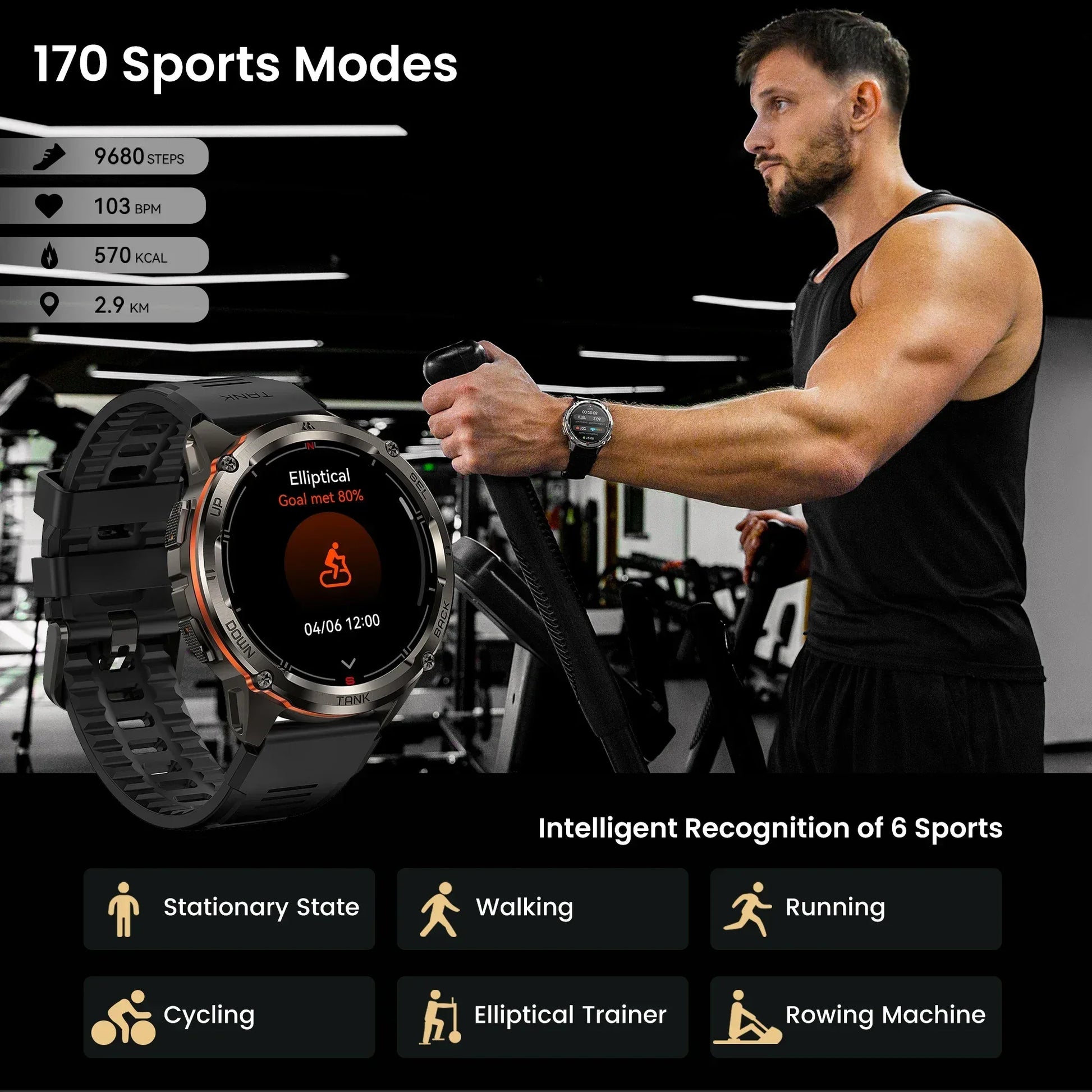 KOSPET TANK T3 Ultra 2 GPS Smart Watch for Men Bluetooth Call 5ATM IP69K Waterproof Men's Watch Stainless Steel Health Monitor - Wear444