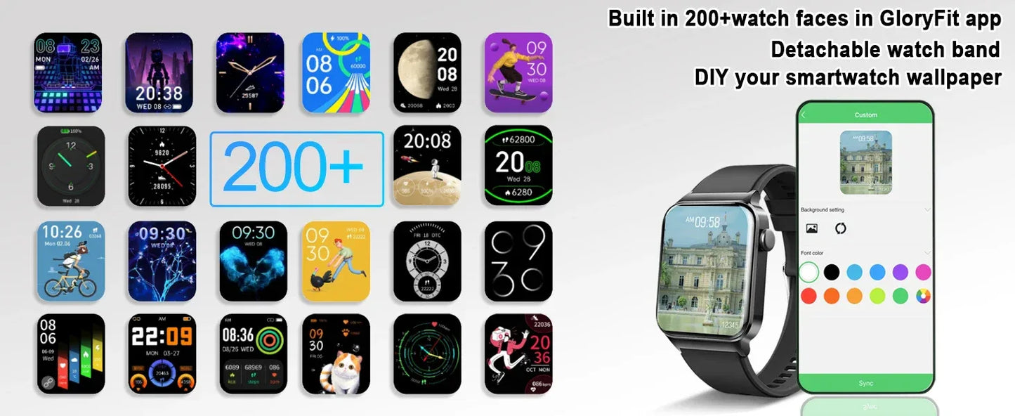 Smart Watch, 1.85" Smartwatch (Answer/Make Call), IP68 Waterproof Fitness Tracker, 100+ Sport Modes, Heart Rate and Sleep Monito - Wear444