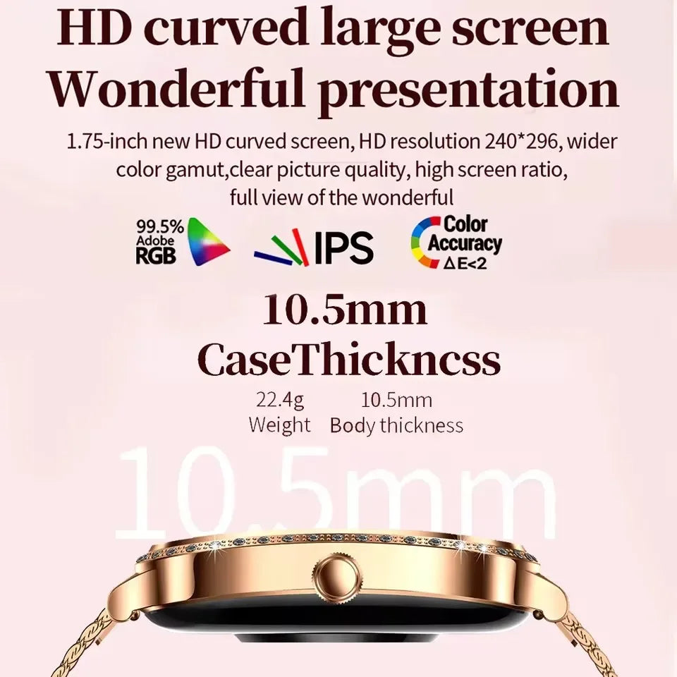 2026New Women Fashion Smartwatch HD Curved Screen Female Menstrual Tracking Waterproof Sports Fitness Bluetooth Call Smart Watch - Wear444