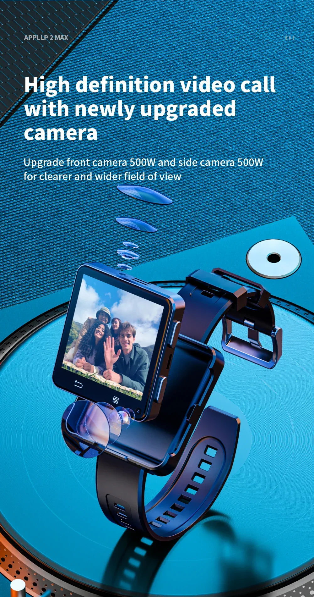 LOKMAT New APPLLP 2 MAX Dual Camera Android 11 Watch Phone Wifi Videos Calls Smart Watch Network Detachable Strap Mini Phone - Wear444