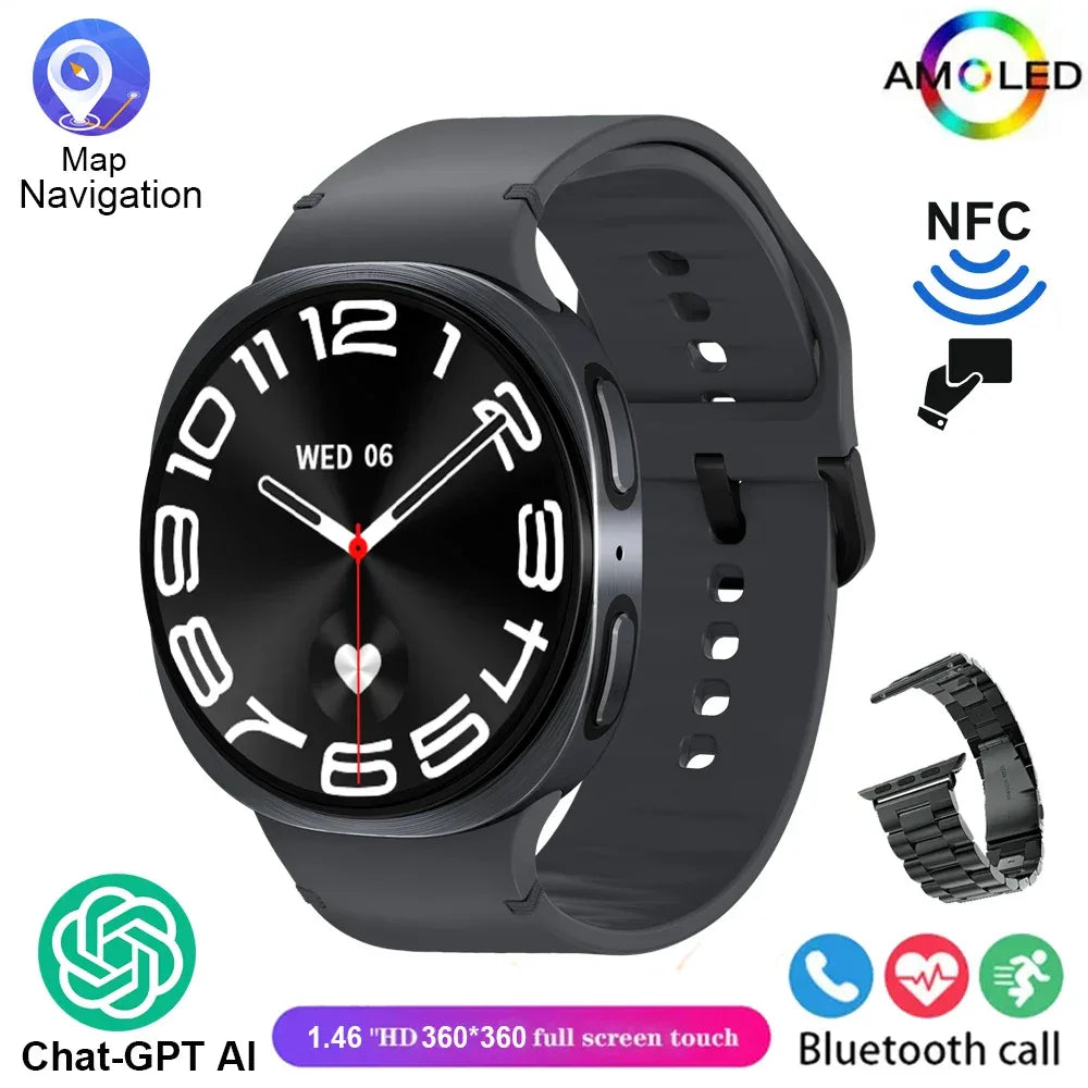 2025 New Smart Watch 8 Classic 46mm Ultra HD Screen ChatGPT GPS NFC Compass Clock Bluetooth Call Waterproof Smartwatch Men Women - Wear444