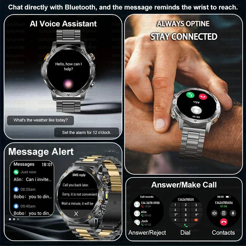 2025 New Military T-Rex 3 Ultra 1000mAh Battery Smart Watch 5ATM Waterproof Flashlight Heart Rate Sports tracker Smartwatch Men - Wear444