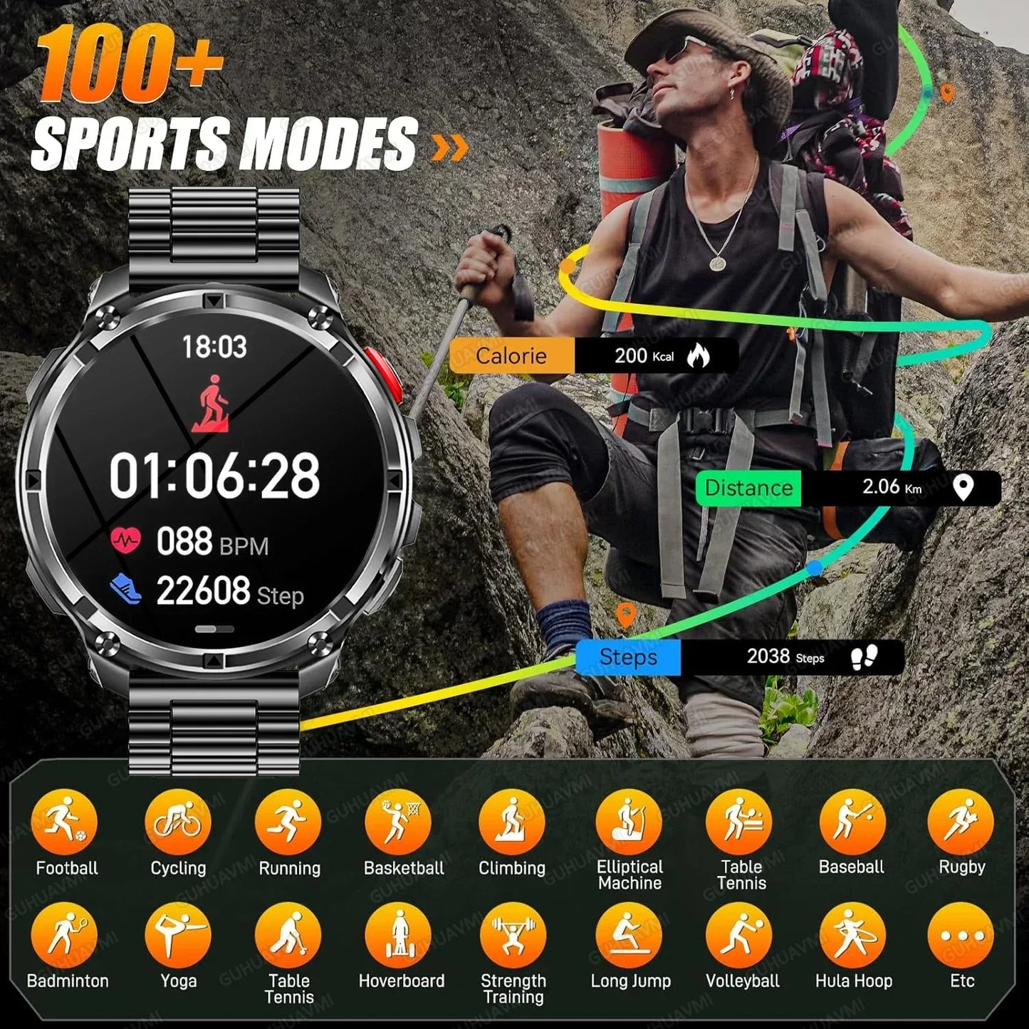 2026 New T-Rex3 Ultra 1100mAh Battery Smart Watch GPS Track Compass IP69K Waterproof Sports tracker Outdoors Military Smartwatch - Wear444