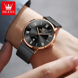 OLEVS Casual Fashion Business Quartz Watches for Men Top Brand Original Stainless Steel Mesh Belt Waterproof Calendar Men Watch