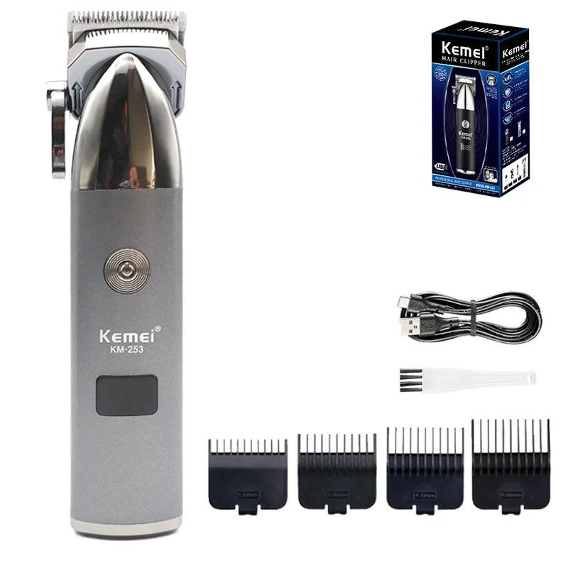 Kemei KM-253 Professional Hair Cutting Machine Men's Haircut Machine Cordless Hair Trimmer Machine USB Charging Hair Clipper