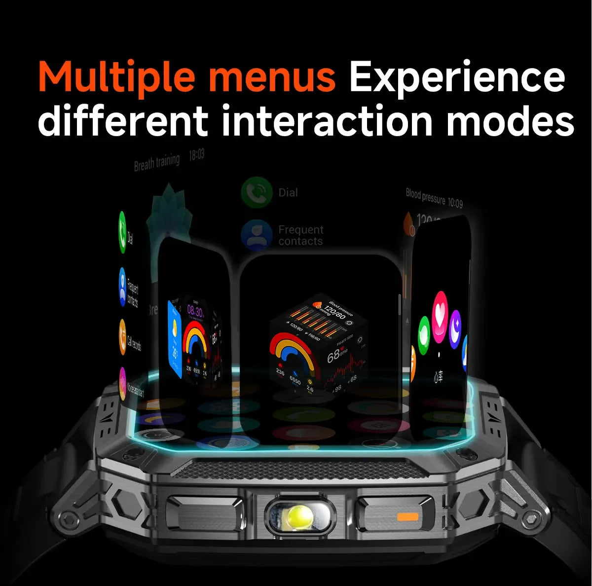 Robust military smart watch 1400Mah battery fitness tracking 10ATM waterproof tactical sports flashlight men's phone watch - Wear444