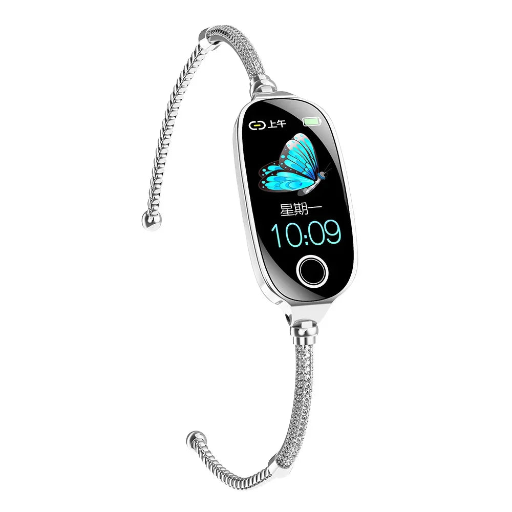 Fashion Smart Watch for Women With Metal Case Strap Bluetooth Calls Femel Menstrual Reminder Heart Rate Blood Pressure Monitor - Wear444