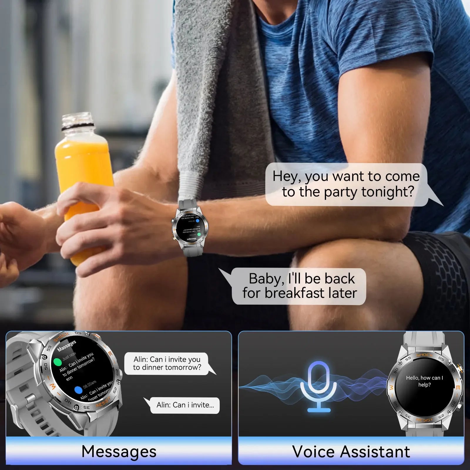 LaNikar New Military Smart Watch for Men1.46"Fitness Tactical Smartwatch with Multiple Sports Modes Heart RateSpO2 Sleep Tracker - Wear444