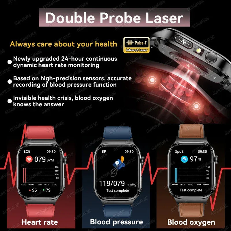 Accurate Measurement Health Smart Watch ECG+PPG Uric Acid Blood Pressure Blood Lipids BT Call Bluetooth Sport tracker Smartwatch - Wear444