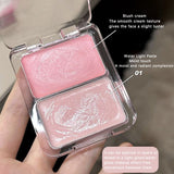 Two-color jelly glow blush, milk peach pink apricot red gem rouge Korean makeup, cream texture, low saturation brightening