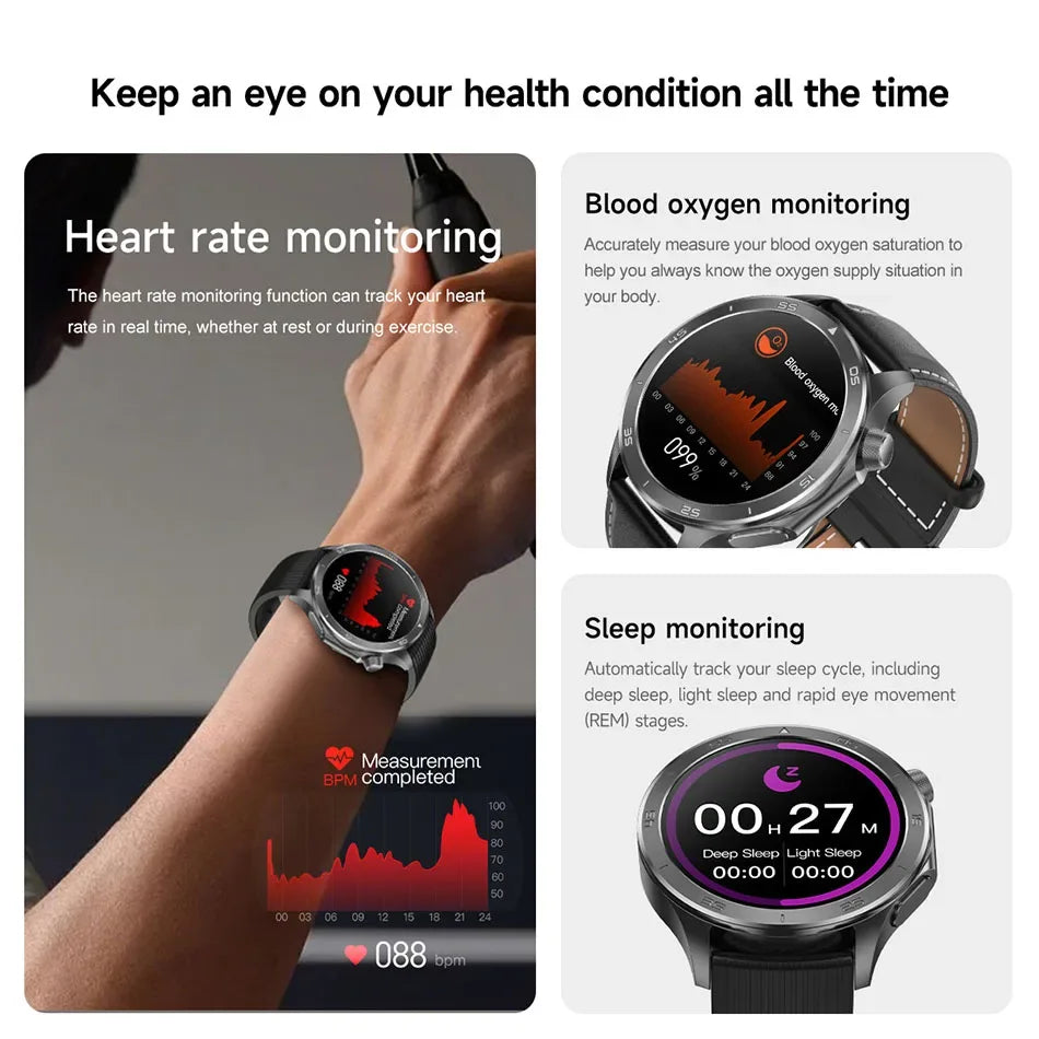 2025 New OPPO X2 Smart Watch Men's GPS Sports IP68 Waterproof Compass Heart Rate Blood Oxygen Bluetooth Call Smartwatches IOS - Wear444