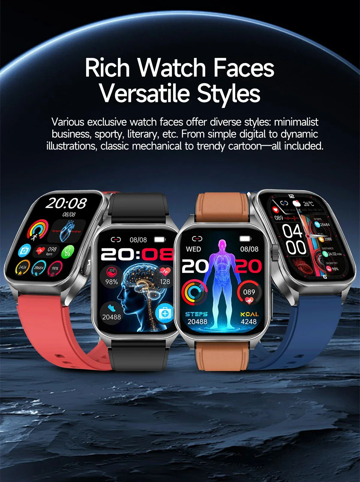 2025Hot AI-GPT Diagosis ECG Health SmartWatch Blood Pressure Lipid Uric Acid 650nm Dual-Probelaser Heart Analysis Smart bracelet - Wear444