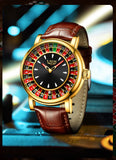 LIGE Quartz Man Watch Fashion Luxury Creative Roulette Game Dial Design Leather Casual Life Waterproof Watches for Men Gifts+Box
