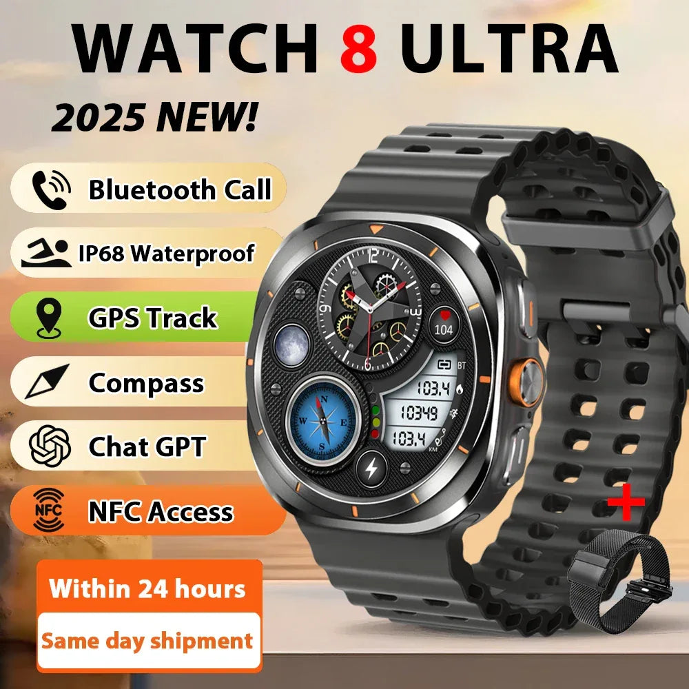 2025 New Watch8 Ultra Smart Watch Classic NFC Health Monitoring Bluetooth Call 3ATM Waterproof HD Smartwatch For IOS Android - Wear444