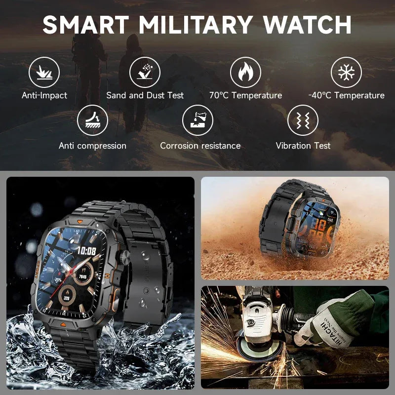 2025 Outdoor Sports Smart Watch GPS Tracker 5ATM Flashlight 1.96" HD Display Screen Bluetooth Call Men Fitness Watches - Wear444