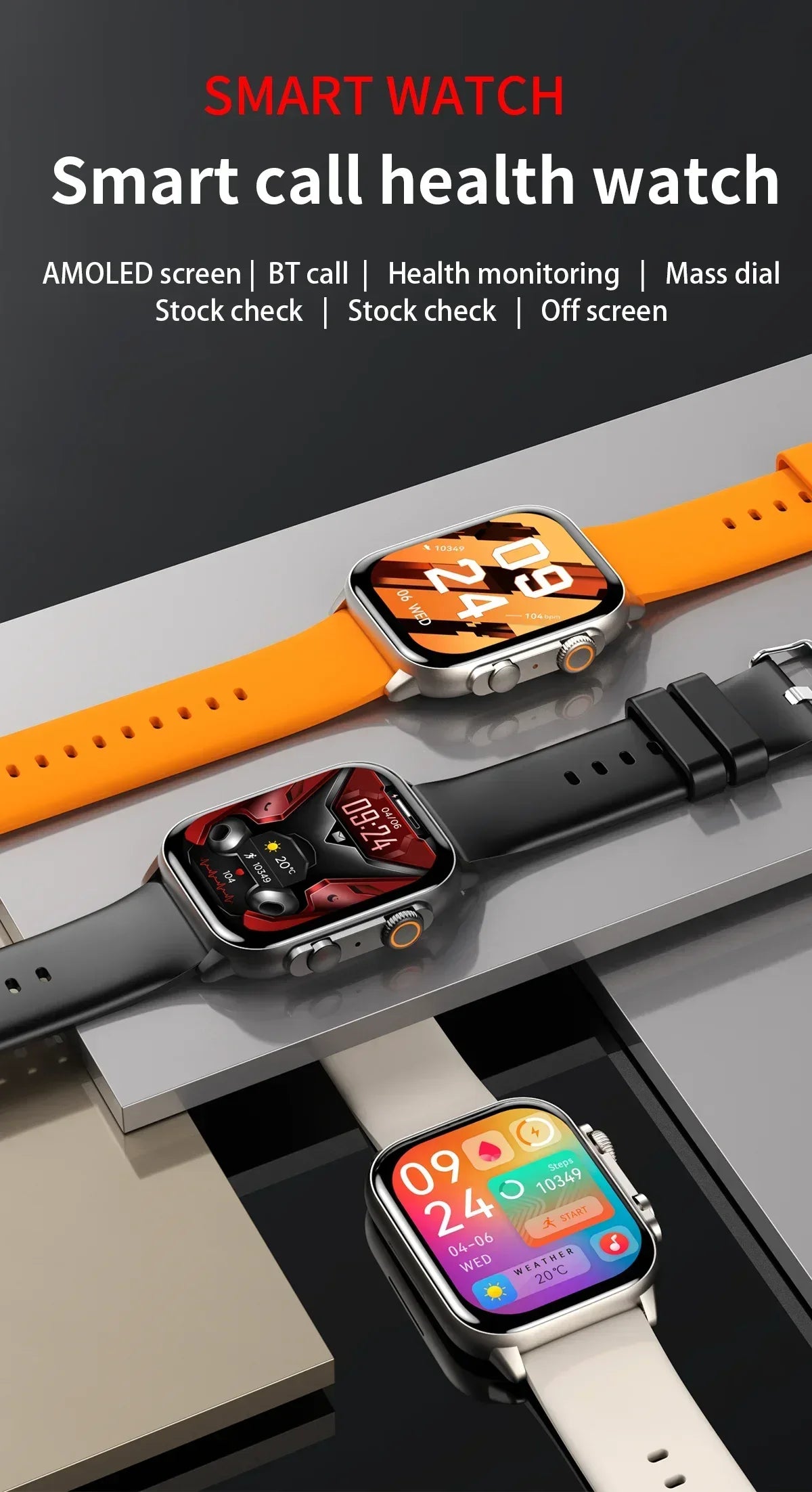 AMOLED Screen Ultra Smart Watch Always Show Time Bluetooth Call Series 8 High Refresh Rtae NFC Smartwatch Men Sport Watch Women - Wear444