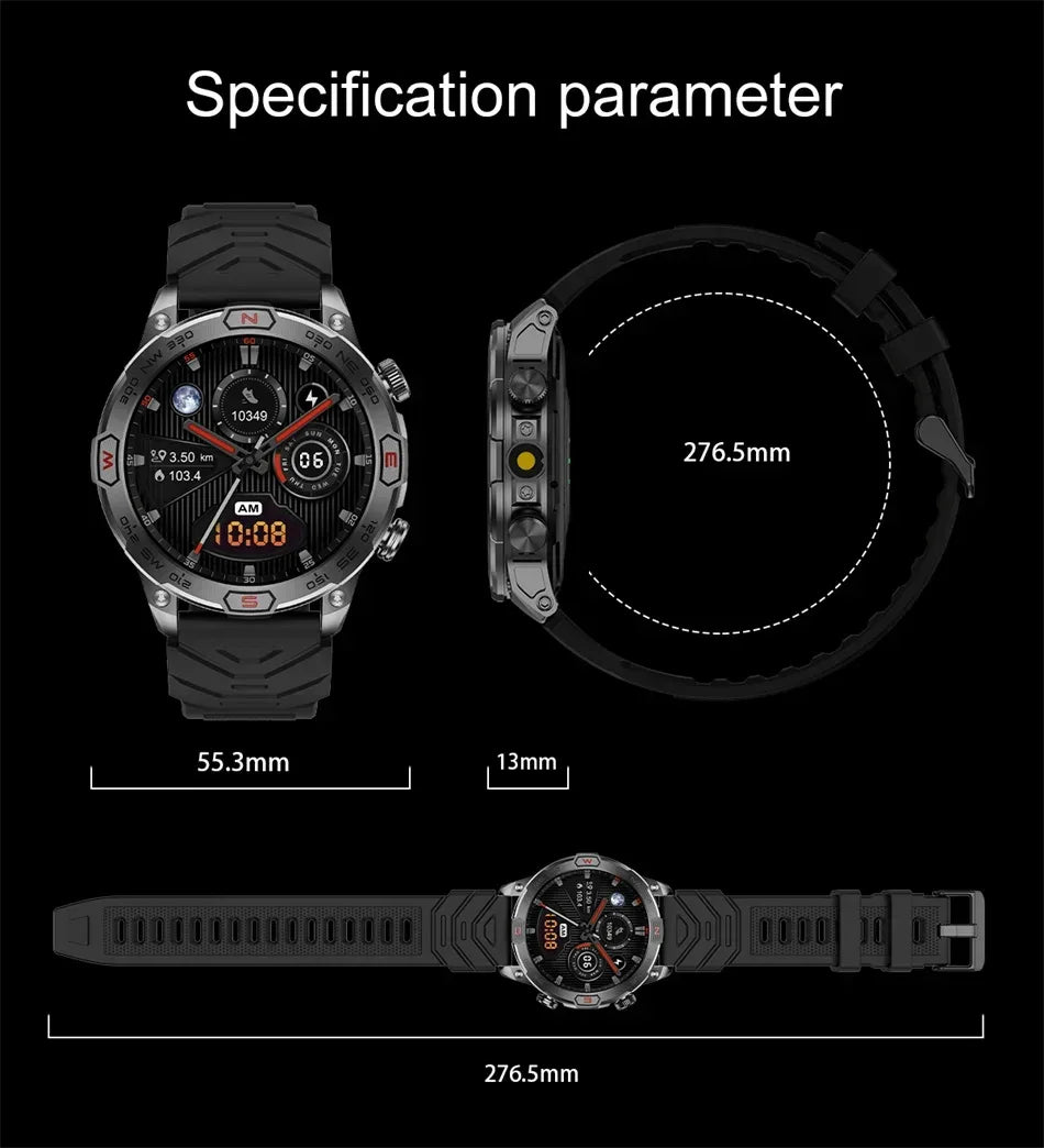 2025New Smart Watch AMOLED Screen GPS Sport Fitness Waterproof LED Lights Compass HD Call Call Smartwatch For Android iOS man - Wear444