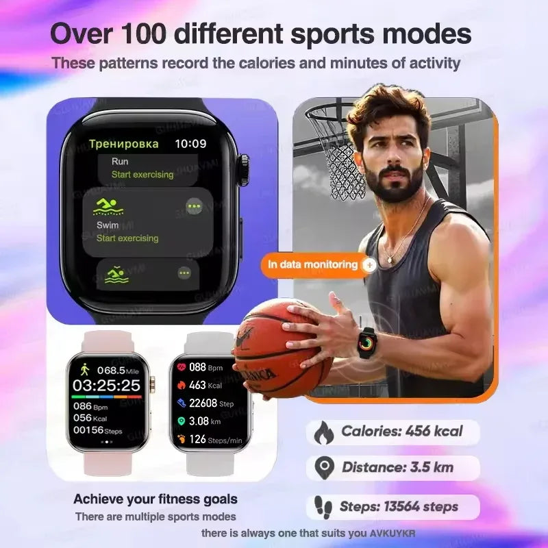 2026 Fit 3 Series 11 Smart Watch 1.83" AMOLED Screen Health Monitoring GPS Track HD Talk Sports Women Waterproof Watches For IOS - Wear444