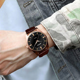 Men'S Quartz Watches Casual High Quality Fashion Waterproof Business Luxury Retro Round Dial Leather Strap Watches