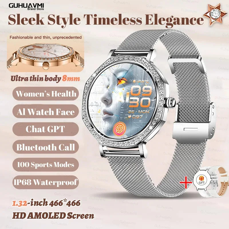 Luxury Women's Smartwatches Diamond Dial Fashion Smart Watch Heart Rate Monitor Sleep Tracking IP67 Waterproof For Android & IOS - Wear444
