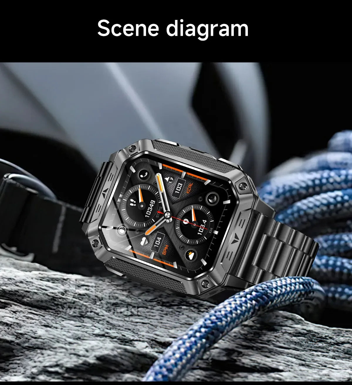 Robust military smart watch 1400Mah battery fitness tracking 10ATM waterproof tactical sports flashlight men's phone watch - Wear444