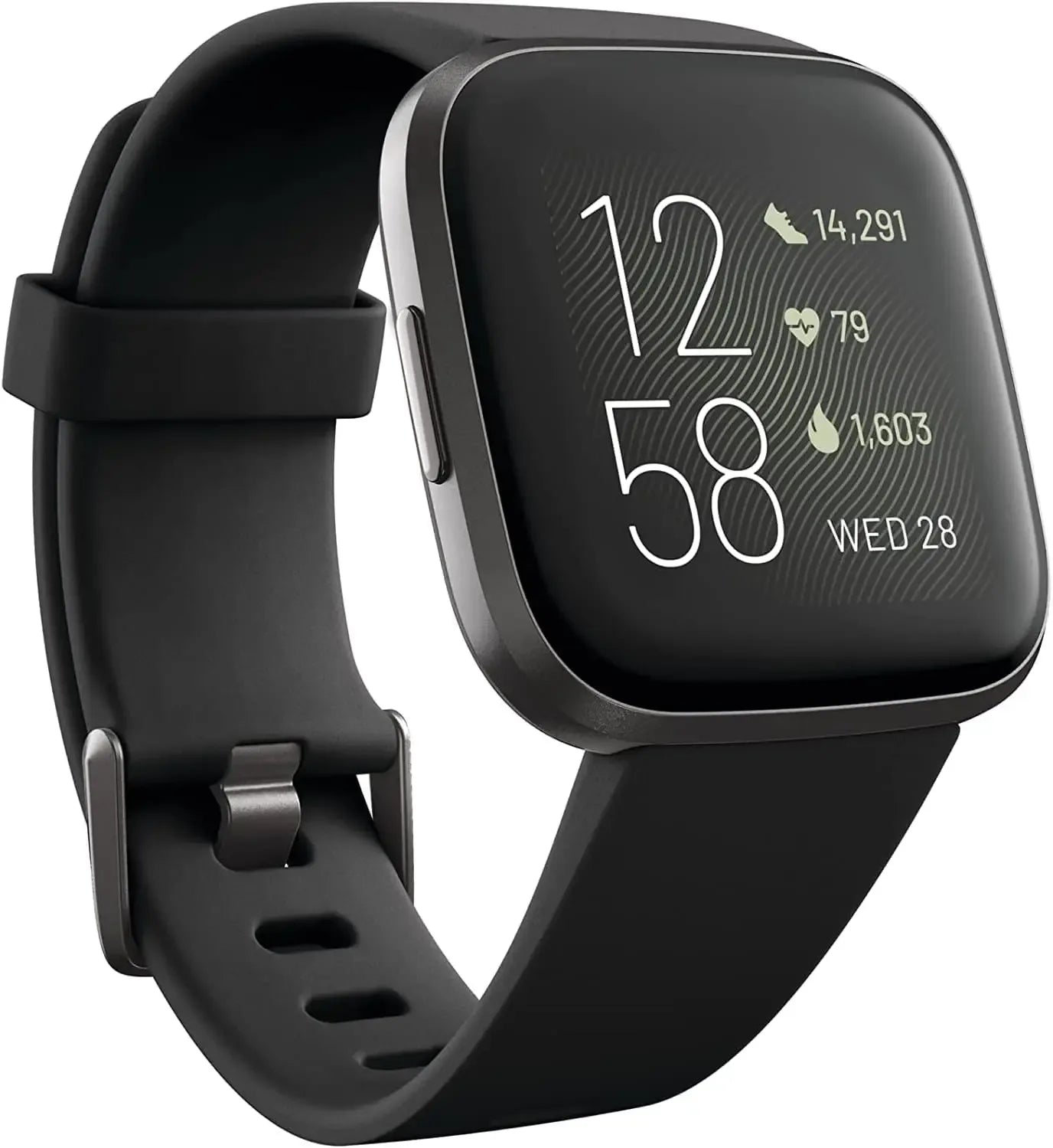 Fitbit Versa 2 Health and Fitness Smartwatch with Heart Rate, Music, Alexa Built-In, Sleep and Swim Tracking, Black/Carbon - Wear444