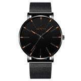 Minimalist Mens Fashion Ultra Thin Watches Simple Men Business Stainless Steel Mesh Belt Quartz Wrist Watch Relogio Masculino