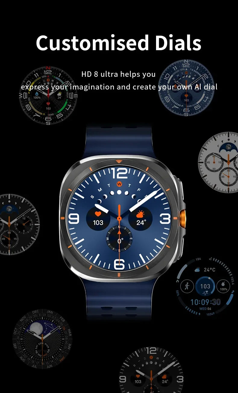 2025 New Watch8 Ultra Smart Watch Classic NFC Health Monitoring Bluetooth Call 3ATM Waterproof HD Smartwatch For IOS Android - Wear444