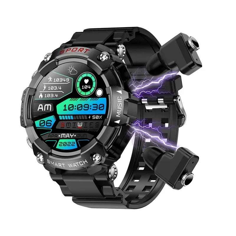 Rainbuvvy T96 TWS Smart Watch Earphone 1.52inch Amoled 3 IN 1 Local Music Player Wireless Headset BT Call Earbuds Smartwatch - Wear444